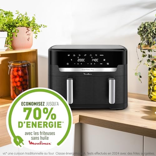 2026 Moulinex air fryer two compartments, very large capacity 11L, 10 people, 7 Automatic programs, oil-free fryer, Digital t