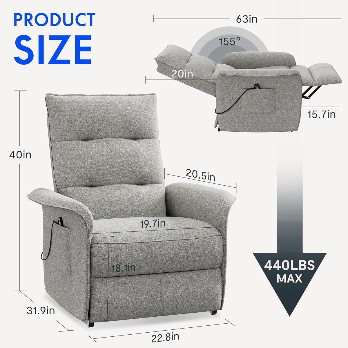 2026 FLEXISPOT electric relax chair with adjustable backrest, tiltable from 105° to 155°, reclining chair, ergonomic relax ch